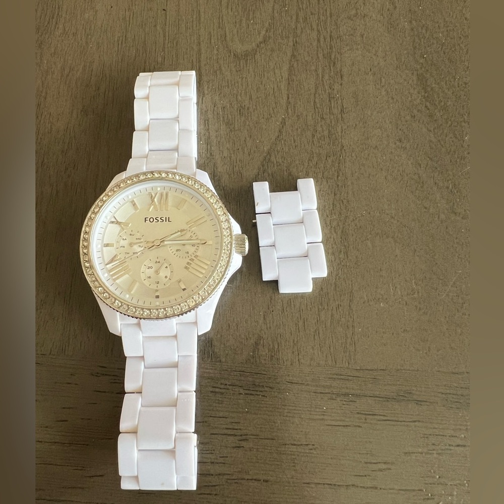 White fossil watch
